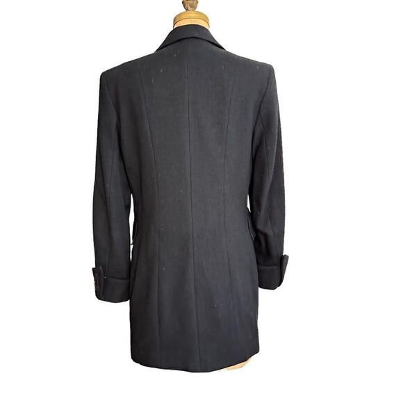 Script black long line wool blazer with copper embroidery detail - Picture 2 of 10